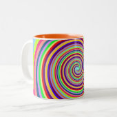 Rainbow bright psychedelic pop art snoep swirl tweekleurige koffiemok (Voorkant links)