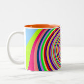 Rainbow bright psychedelic pop art snoep swirl tweekleurige koffiemok (Links)