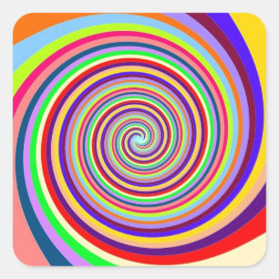 Rainbow bright psychedelic pop art snoep swirl vierkante sticker