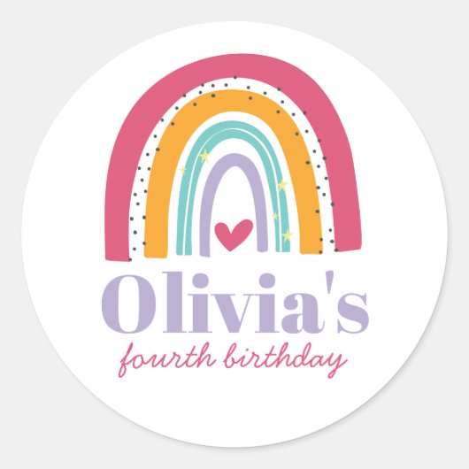 Rainbow Bright Verjaardag Ronde Sticker (Voorkant)