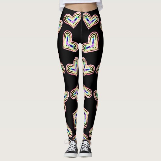Rainbow bruiloft hart ט״ו באב leggings (Voorkant)