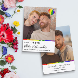 Rainbow Brush Stroke Heart Photo Bewaar de datum Save The Date
