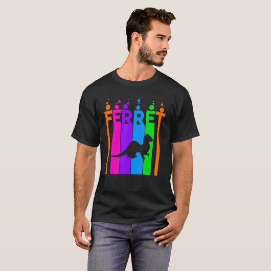 Rainbow-bubbeltje voor ferret-dieren met Silhouett T-shirt (Voorkant volledig)