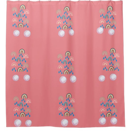 Rainbow Bubble Peach Dream Douche rideau (Devant)