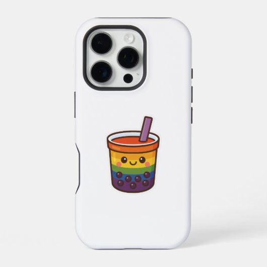 Rainbow Bubble Tea LGBTQ+ Pride iPhone Hoesje (Achterkant)