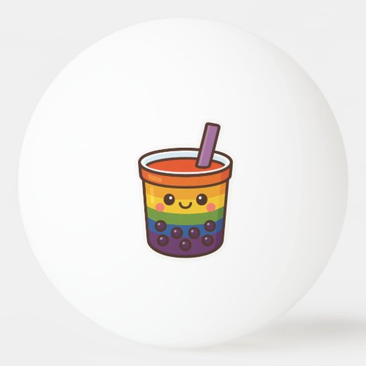 Rainbow Bubble Tea LGBTQ+ Pride Pingpongballen (Voorkant)