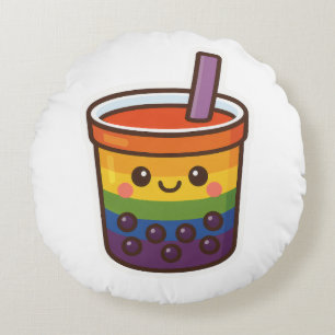 Rainbow Bubble Tea LGBTQ+ Pride Rond Kussen