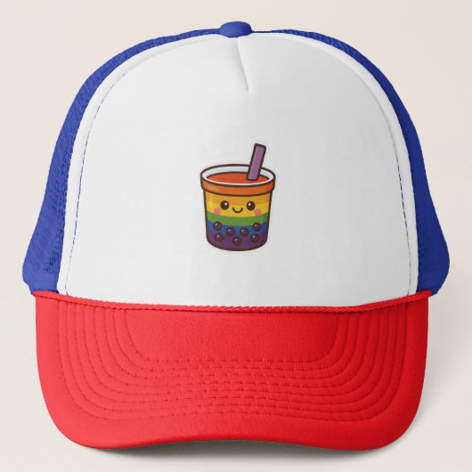 Rainbow Bubble Tea LGBTQ+ Pride Trucker Pet (Voorkant)
