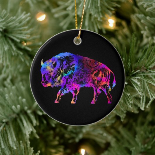 Rainbow Buffalo Bison Keramisch Ornament (Boom)