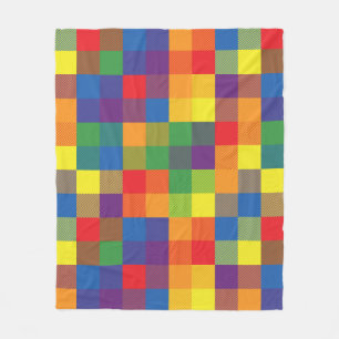 Rainbow Buffalo Check Pride Plaid Fleece Deken