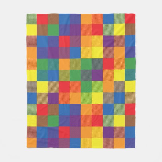 Rainbow Buffalo Check Pride Plaid Fleece Deken (Voorkant)