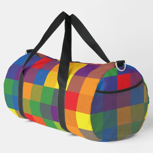 Rainbow Buffalo Check Pride Plaid Kleurrijk Groot Plunjezak (Rechterhoek)
