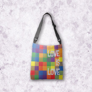 Rainbow Buffalo Check Pride Plaid Personaliseer Crossbody Tas