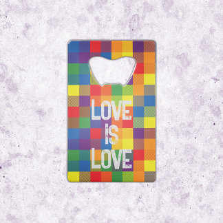 Rainbow Buffalo Check Pride Plaid Personaliseer Kredietkaart Flessenopener