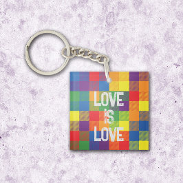 Rainbow Buffalo Check Pride Plaid Personaliseer Sleutelhanger