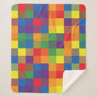 Rainbow Buffalo Check Pride Plaid Sherpa Deken