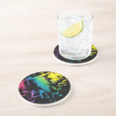 Rainbow Bull Elephant op Black Zandsteen Onderzetter (Zijkant)