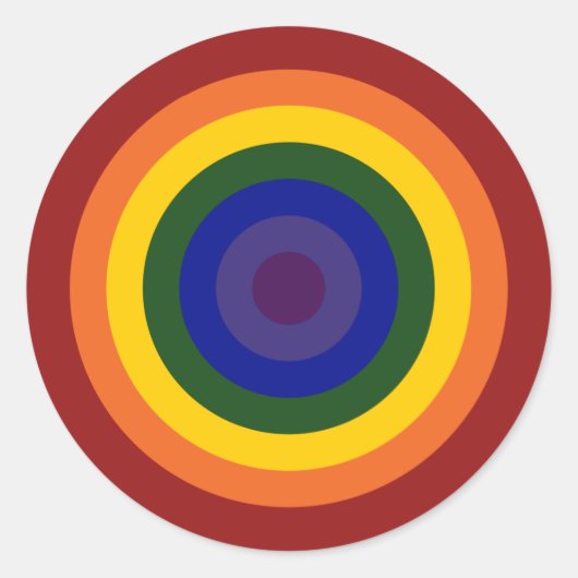 Rainbow Bullseye LGBT Ronde Sticker (Voorkant)