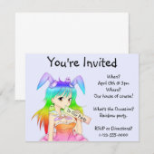 Rainbow Bunny Anime Girl Kaart (Voorkant / Achterkant)