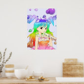 Rainbow Bunny Anime Girl Poster (Keuken)