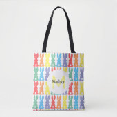 Rainbow Bunny Pattern Personalized Kinder Easter Tote Bag (Voorkant)