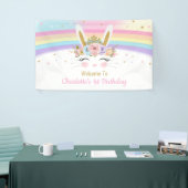 Rainbow Bunny Rabbit Baby shower Verjaardagsachter Spandoek (Beurs)