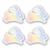 Rainbow Bunny Rabbit set van 4 Sticker (Voorkant)