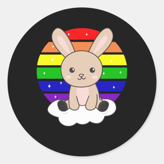 Rainbow Bunny Sweet Rabbits for Children Ronde Sticker (Voorkant)