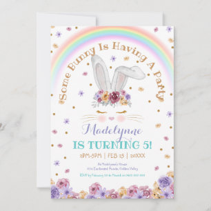 Rainbow Bunny Waterverf Floral Bunny Birthday Kaart