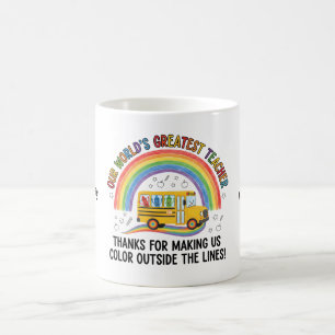 Rainbow Bus Krijtjes Werelds Beste Leraar Koffiemok