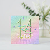 Rainbow Butterflies 14e verjaardag Kaart (Staand voorkant)