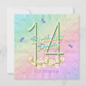 Rainbow Butterflies 14e verjaardag Kaart (Voorkant)
