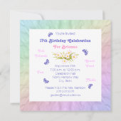 Rainbow Butterflies 17th Birthday Party Invitation (Dos)