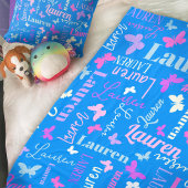 Rainbow butterflies, aangepaste naam sky blue Laur Kussen