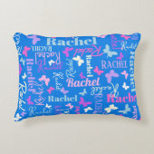 Rainbow butterflies aangepaste naam sky blue Rache Accent Kussen (Voorkant)