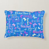 Rainbow butterflies aangepaste naam sky blue Rache Accent Kussen (Achterkant)