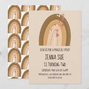 Rainbow Butterflies Bohemian Hand Drawn Birthday Kaart