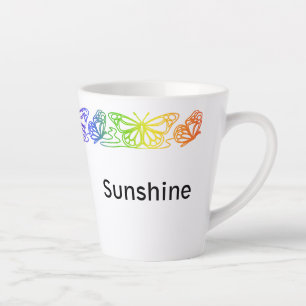 Rainbow Butterflies Border Gepersonaliseerde Latte Latte Mok