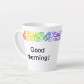 Rainbow Butterflies Border Gepersonaliseerde Latte Mok (Linkerhoek)