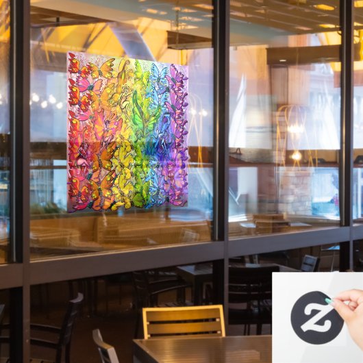 Rainbow Butterflies Pixings Window Cling Raamsticker (Restaurant Raam)