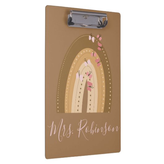 Rainbow Butterflies Script Teachers Name Klembord (Rechts)