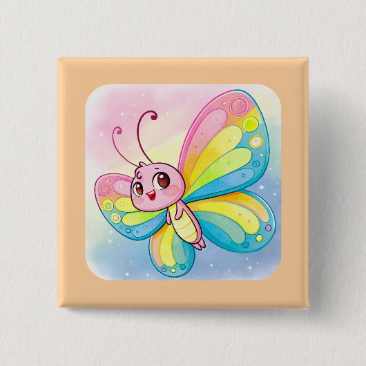 Rainbow Butterfly Button (Voorkant)