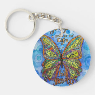 Rainbow Butterfly Diabetes Sleutelhanger (kunst en
