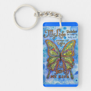 Rainbow Butterfly Diabetes Sleutelhanger (kunst en