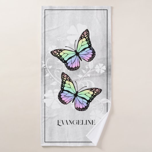 Rainbow Butterfly Floral Bath Towel Set Bad Handdoek (Badhanddoek)