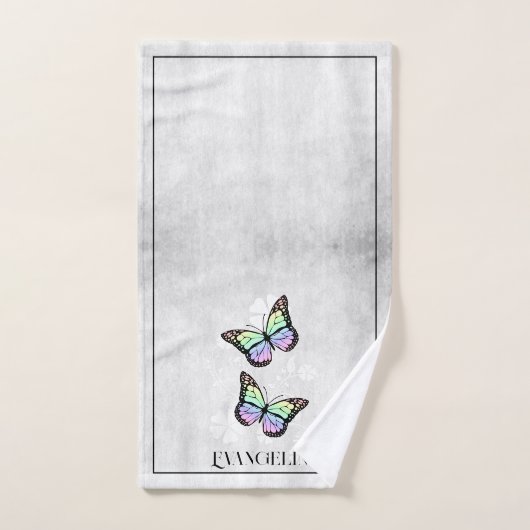 Rainbow Butterfly Floral Bath Towel Set Bad Handdoek (Handdoek)