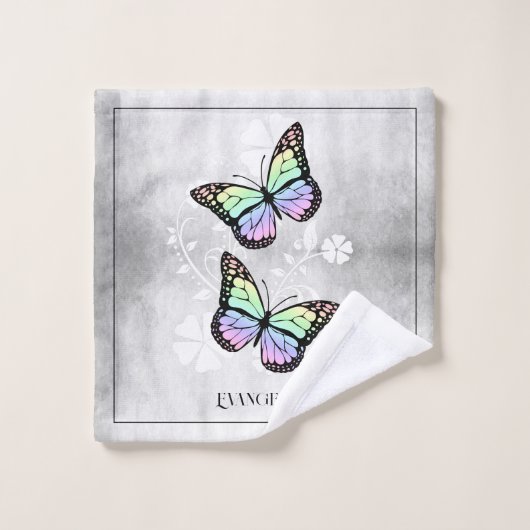Rainbow Butterfly Floral Bath Towel Set Bad Handdoek (Wasdoekje)
