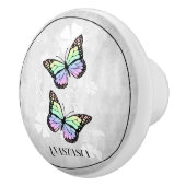 Rainbow Butterfly Floral, gepersonaliseerd Keramische Knop (Rechts)
