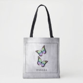 Rainbow Butterfly Floral Personalized Canvas tas (Voorkant)