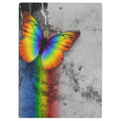 Rainbow Butterfly Grey Black Pattern Print Klembord (Achterkant)